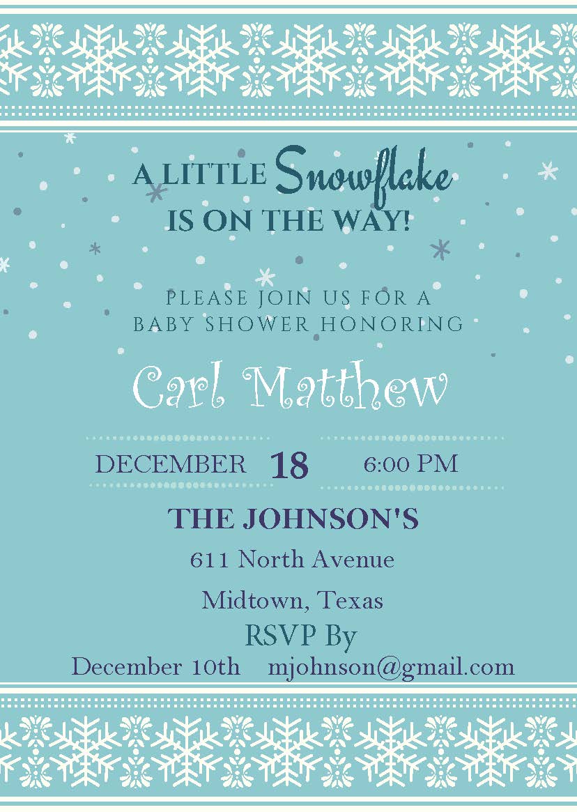 Baby Shower Bundle Invitations and Party Essentials A Little Snowflake Is On The Way (Blue)  (Editable and Instant download)