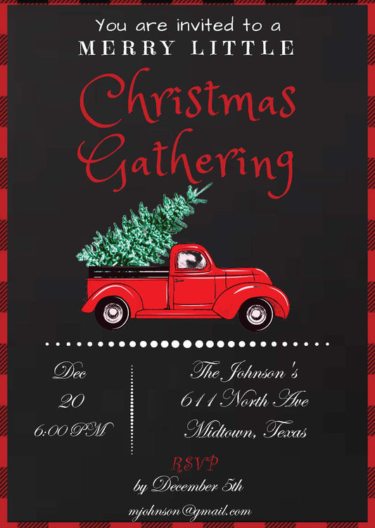 Christmas Invitation Merry Little Christmas Gathering I (Editable and Instant download)