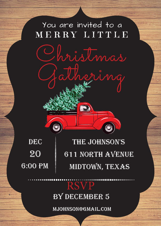 Christmas Invitation Christmas Gathering with Wood Background (Editable and Instant download)