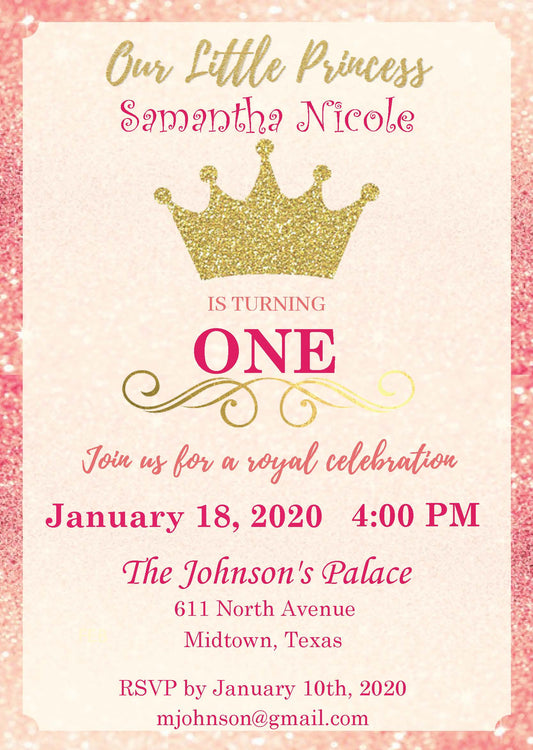 Birthday Party Princess Invitation A (Editable and Instant Download)