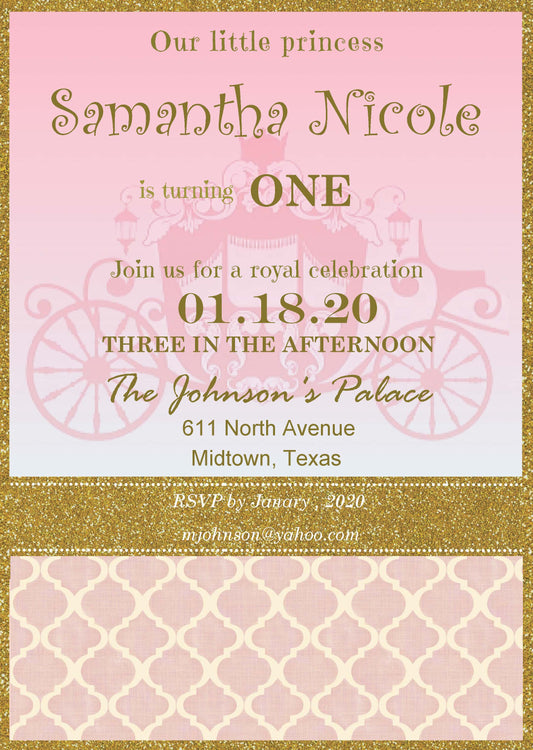 Birthday Party Invitation Princess B (Editable and Instant Download)