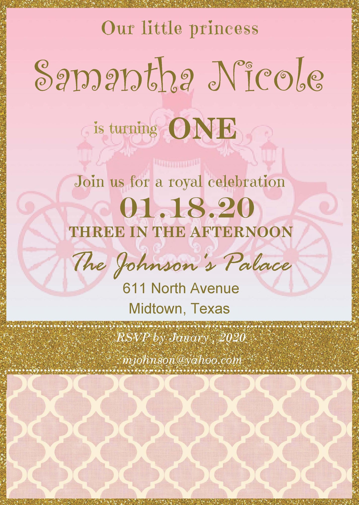 Birthday Party Invitation Princess B (Editable and Instant Download)