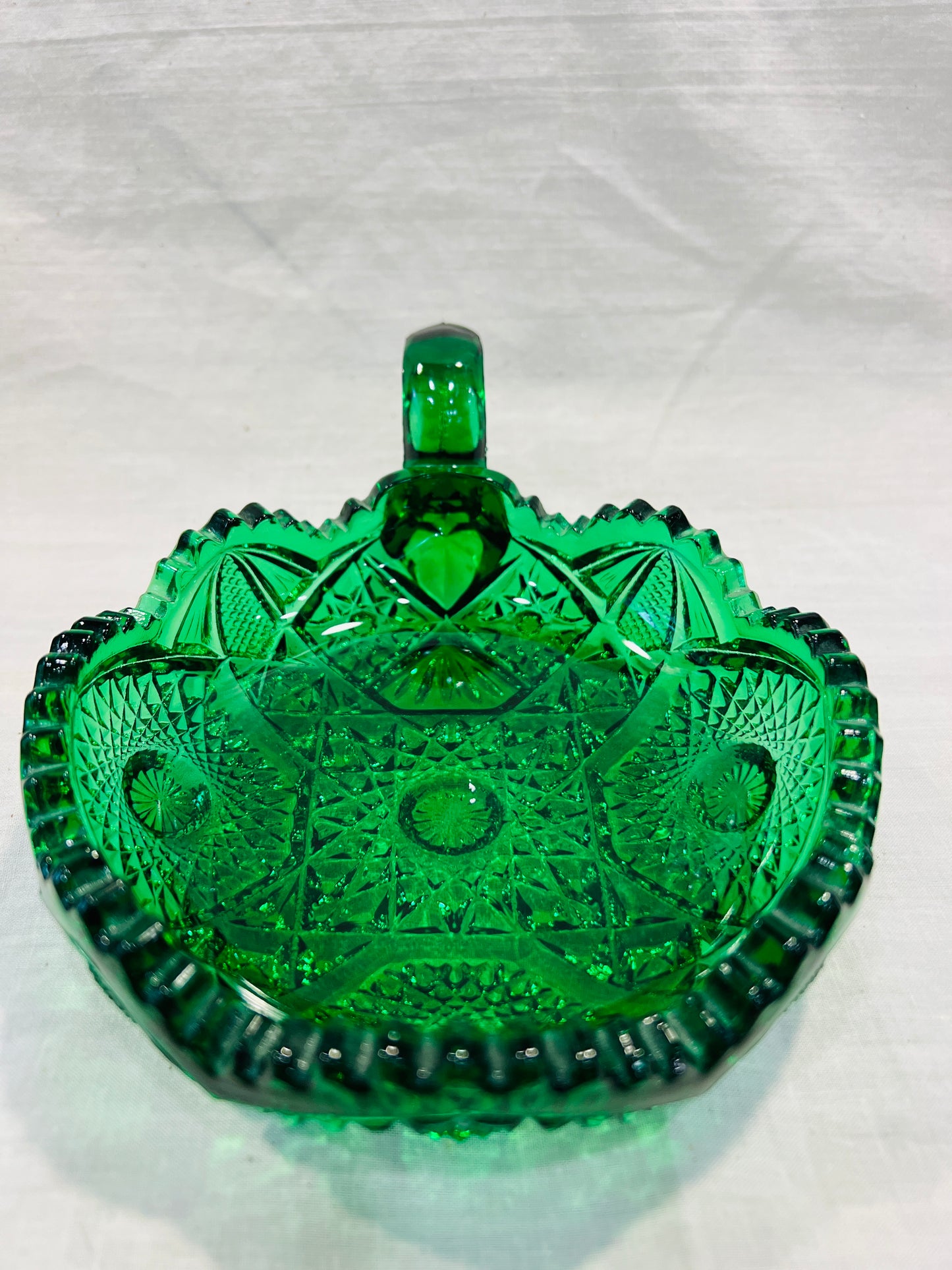 Vintage Green Glass Candle Holder (candle not included)