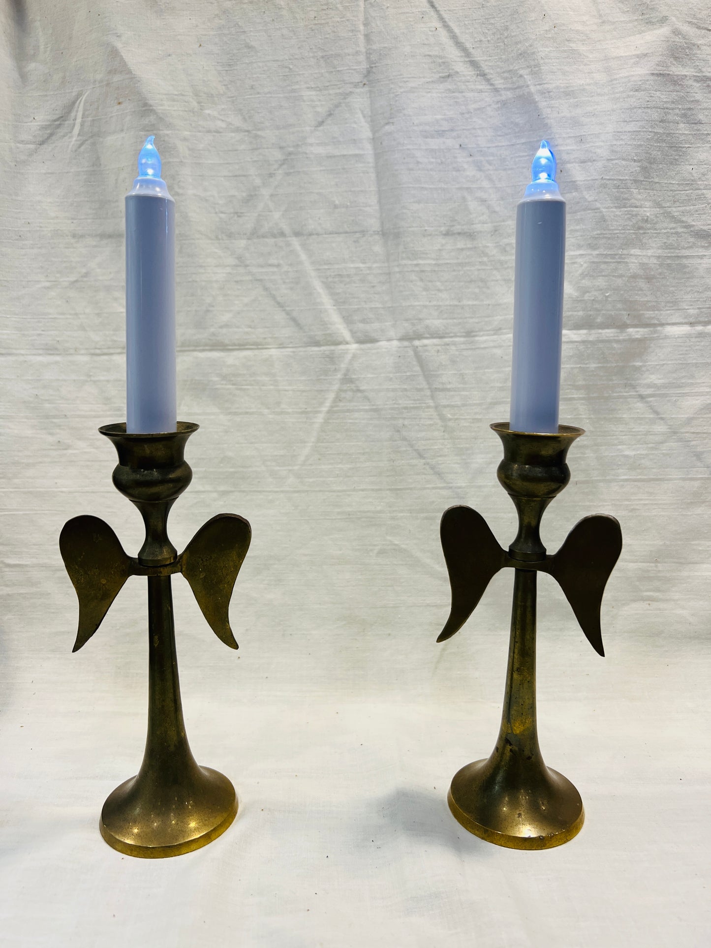 Brass Angel Wings Candle Holder Taper Candlestick 6. 3/4  (Set)